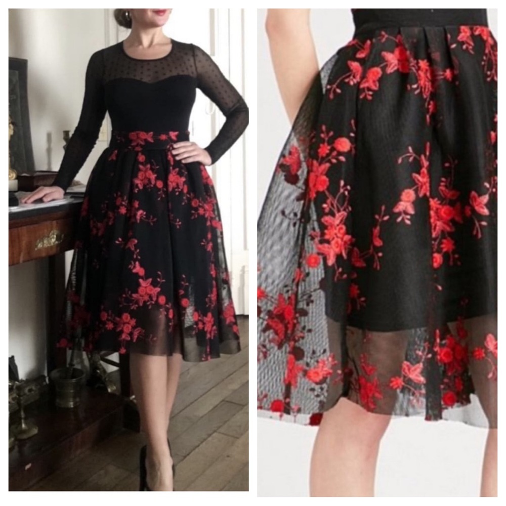 maje tulle embroidered skirt
